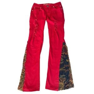 Reworked Rue 21 Red Hippie Flare Jeans